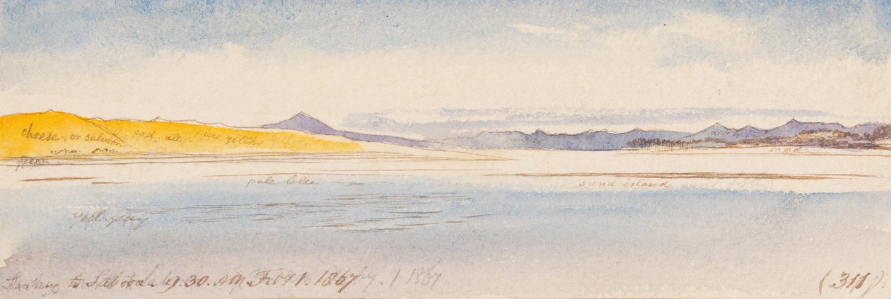 Mirando hacia Sabooa; 9:30 de la mañana, 1 de febrero de 1867 (311) de Edward Lear