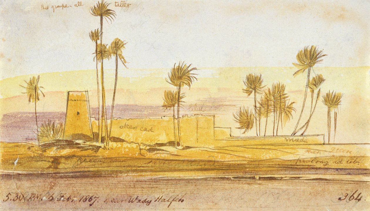 Cerca de Wady Halfeh, 5:30pm, 6 de febrero de 1867 de Edward Lear