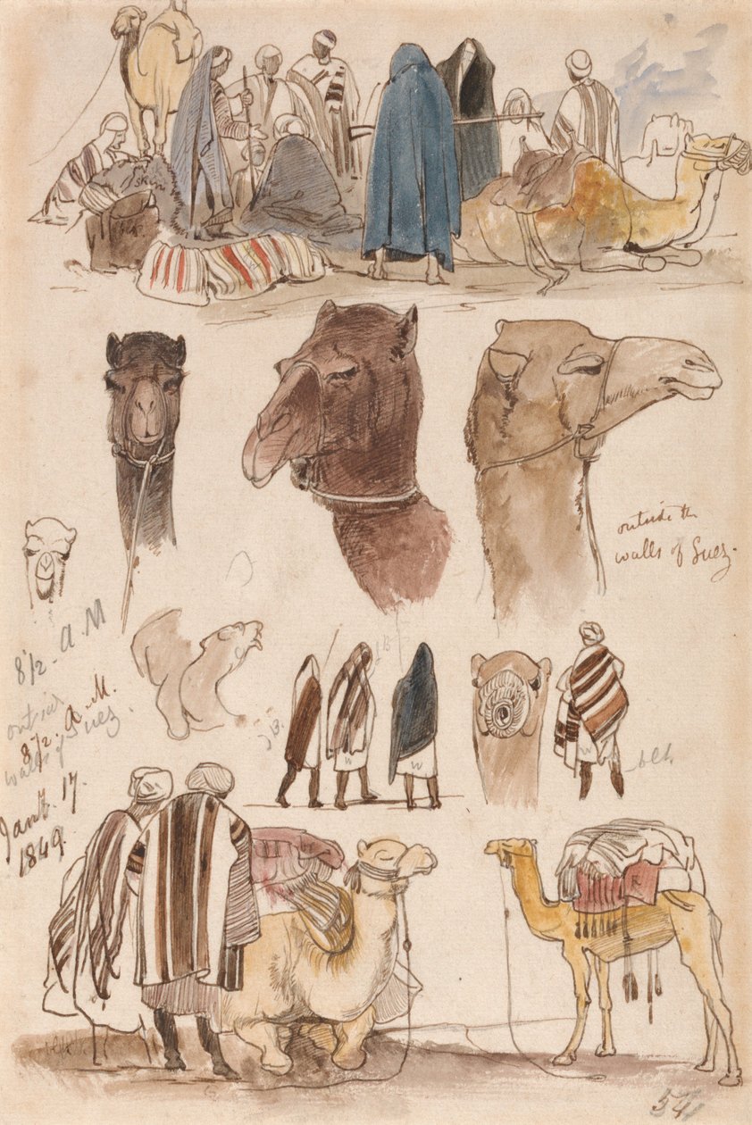 Fuera de las murallas de Suez, a las 8:30 de la mañana del 17 de enero de 1849 (54) de Edward Lear