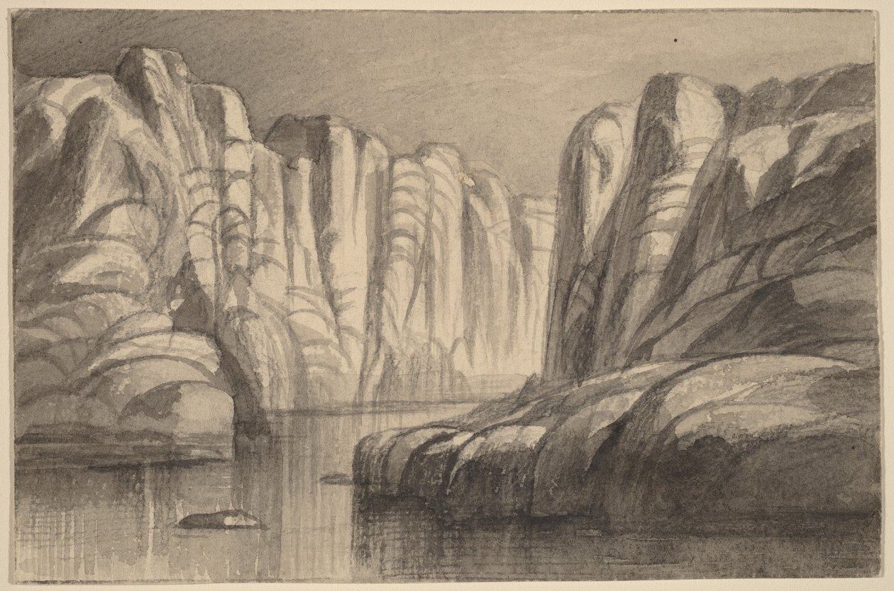 Río que serpentea entre una formación rocosa (Filae, Egipto) de Edward Lear