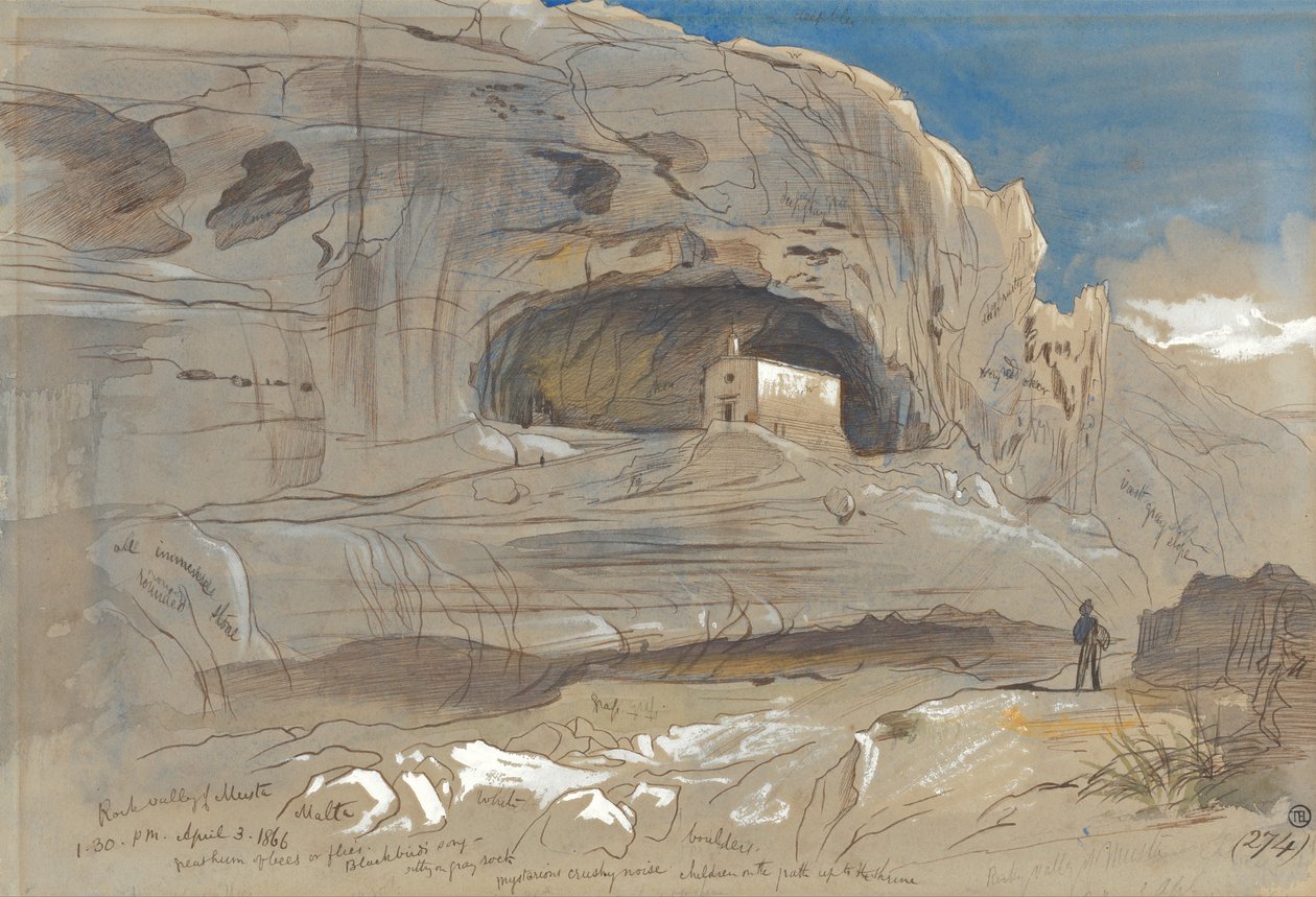 Valle rocoso de Mosta, Malta, 13:30 (3 de abril de 1866) de Edward Lear