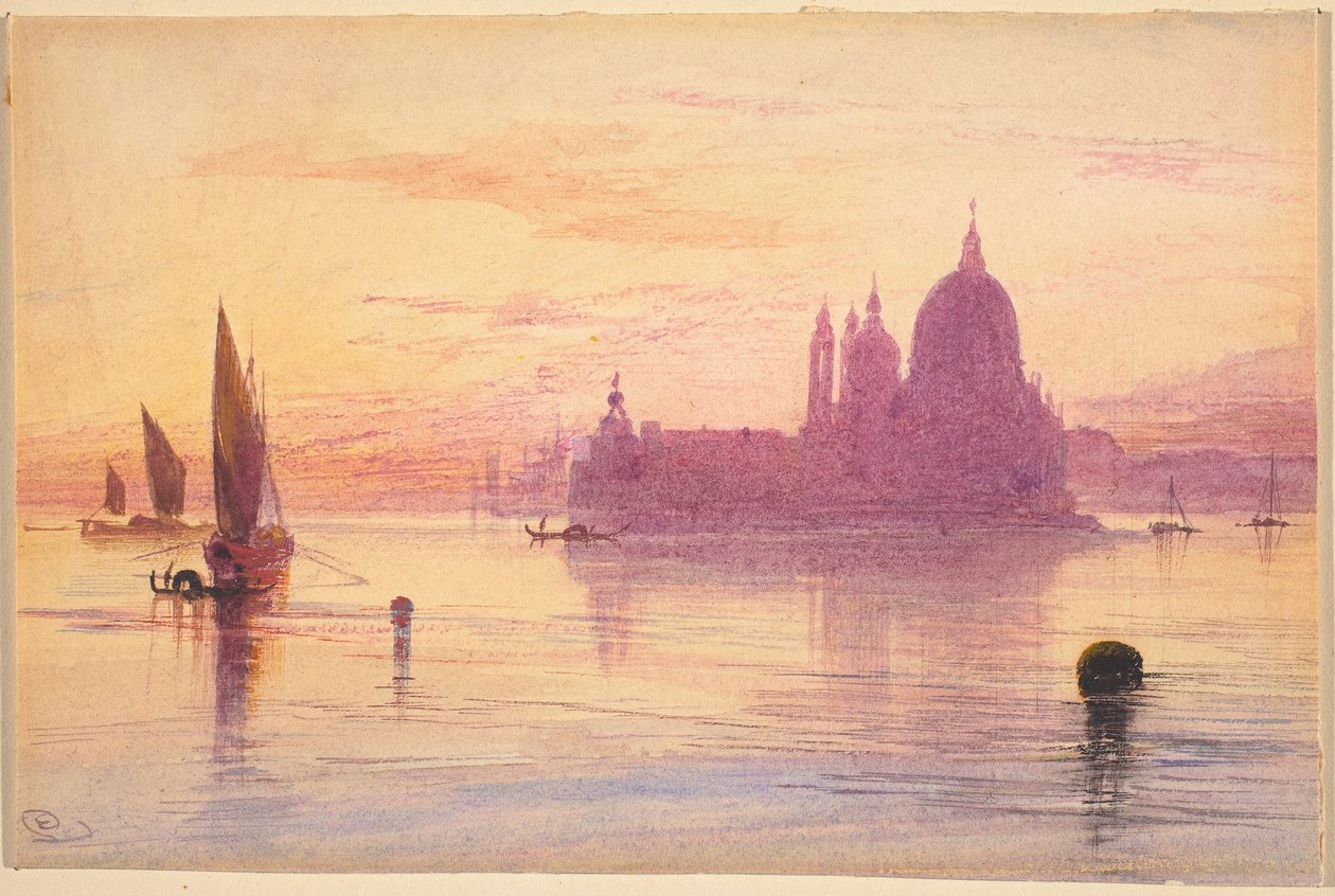 Santa María della Salute, Venecia, al atardecer de Edward Lear