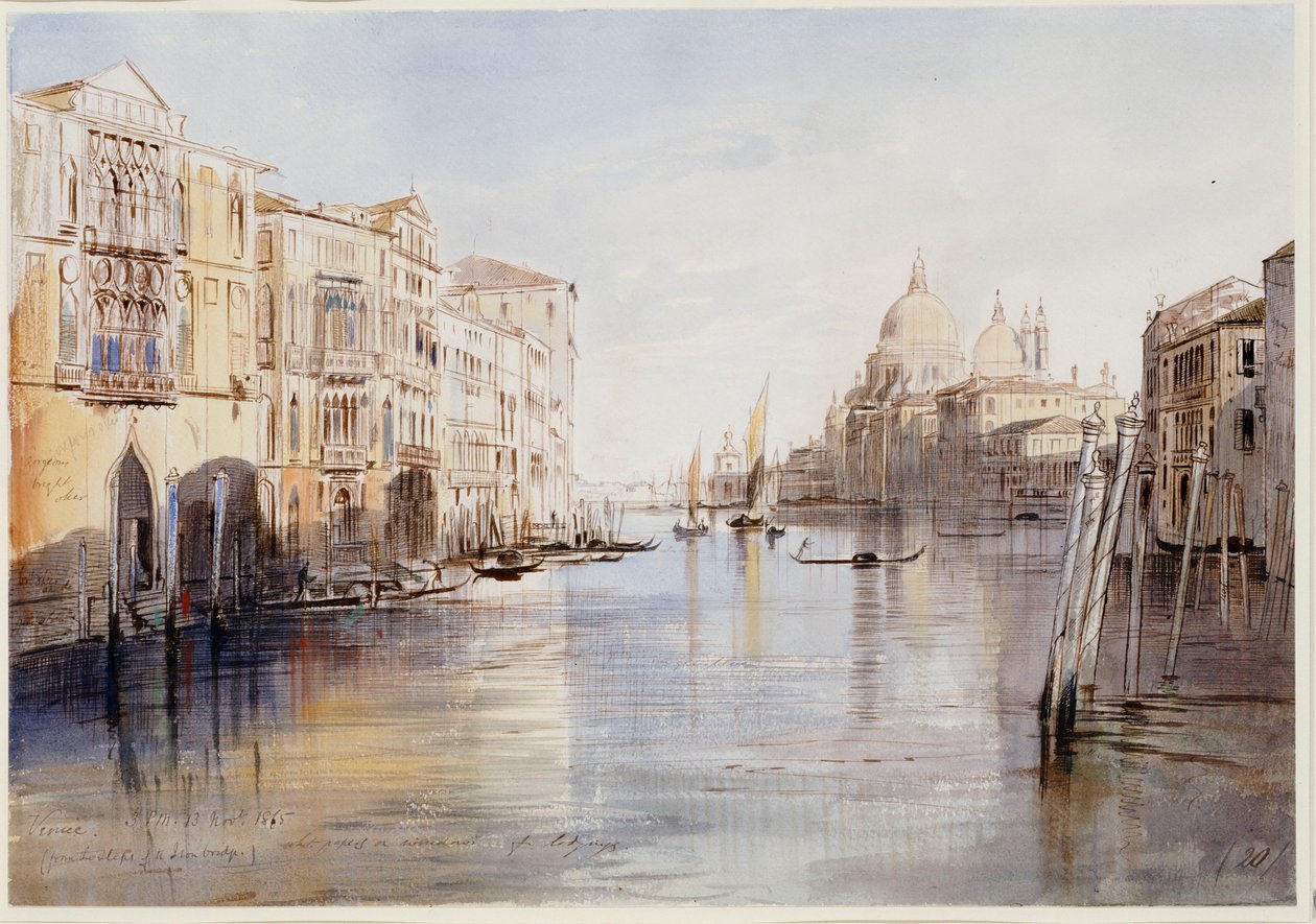El Gran Canal, con Santa Maria Della Salute, Venecia, Italia, 1865 de Edward Lear