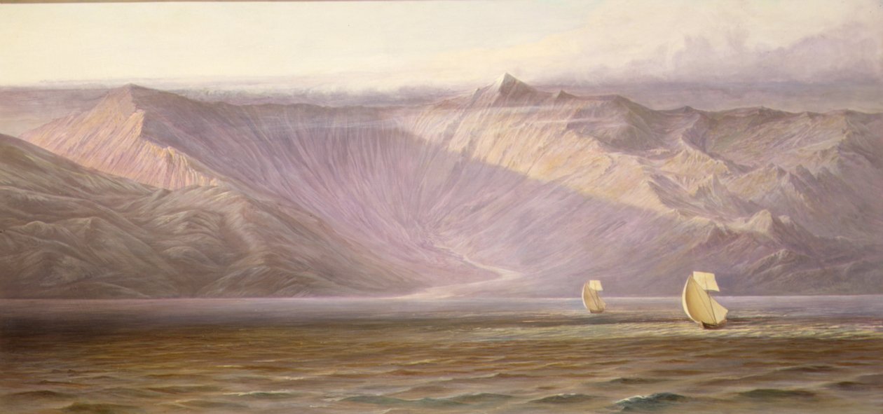 Los vastos muros de Akrokeraunian, la costa de Albania (óleo sobre lienzo) de Edward Lear