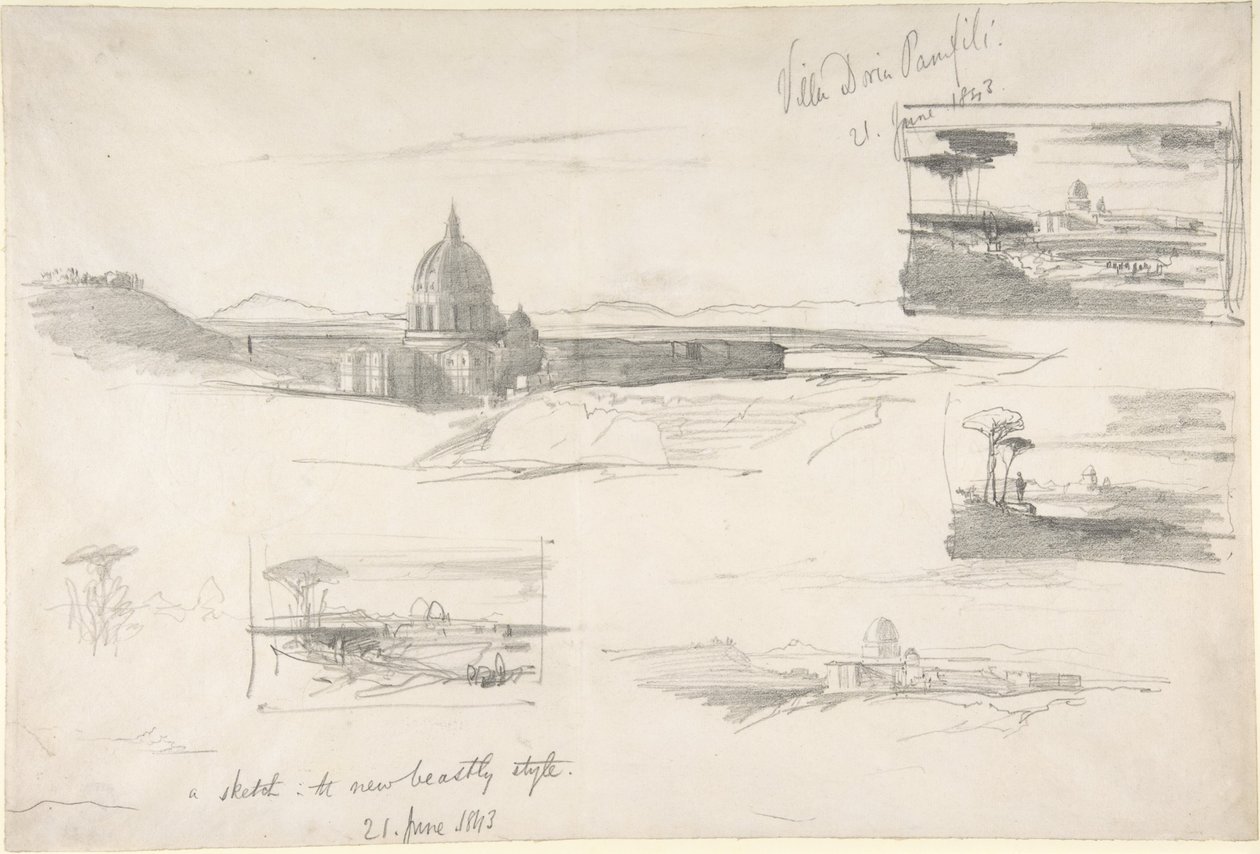 Vista de la basílica de San Pedro, en Roma de Edward Lear