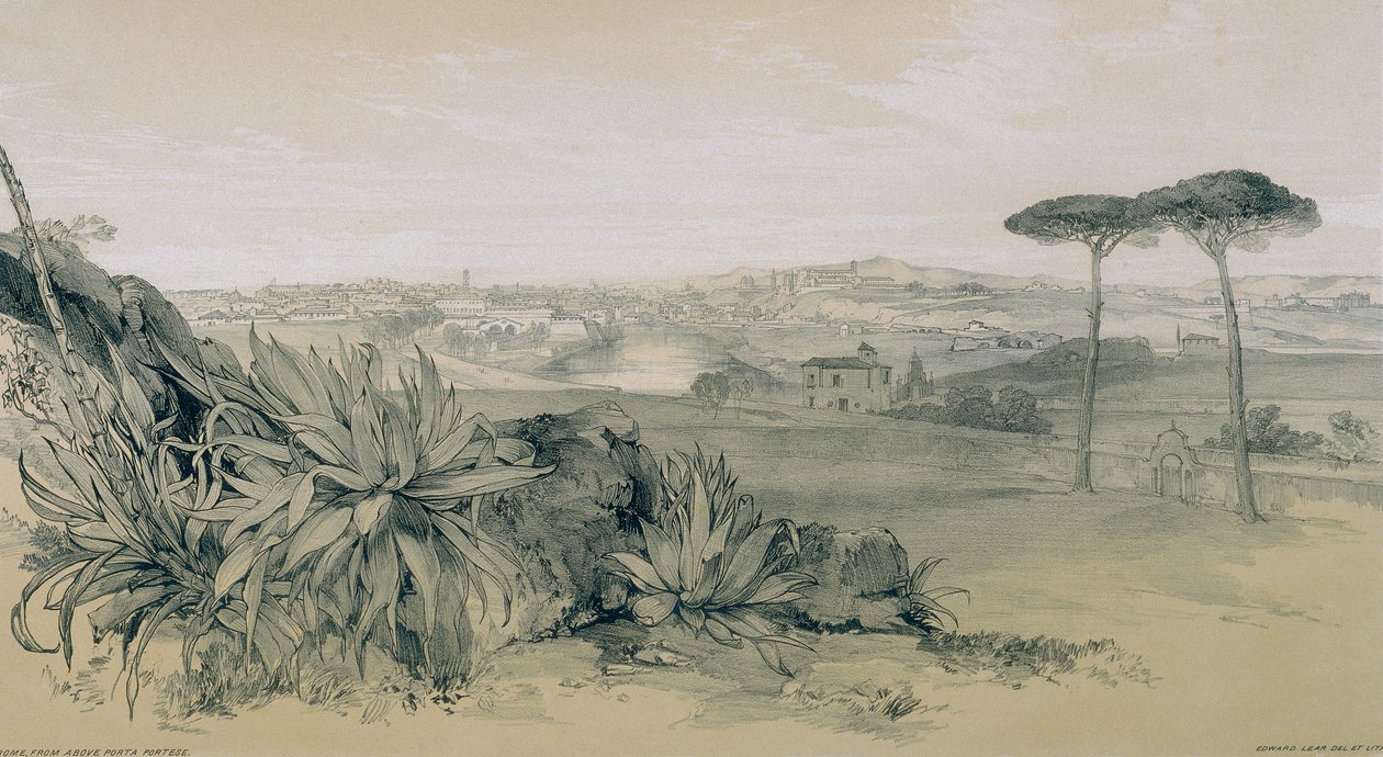 Vistas de Roma y sus Alrededores: Roma desde una Villa sobre Porta Portese de Edward Lear