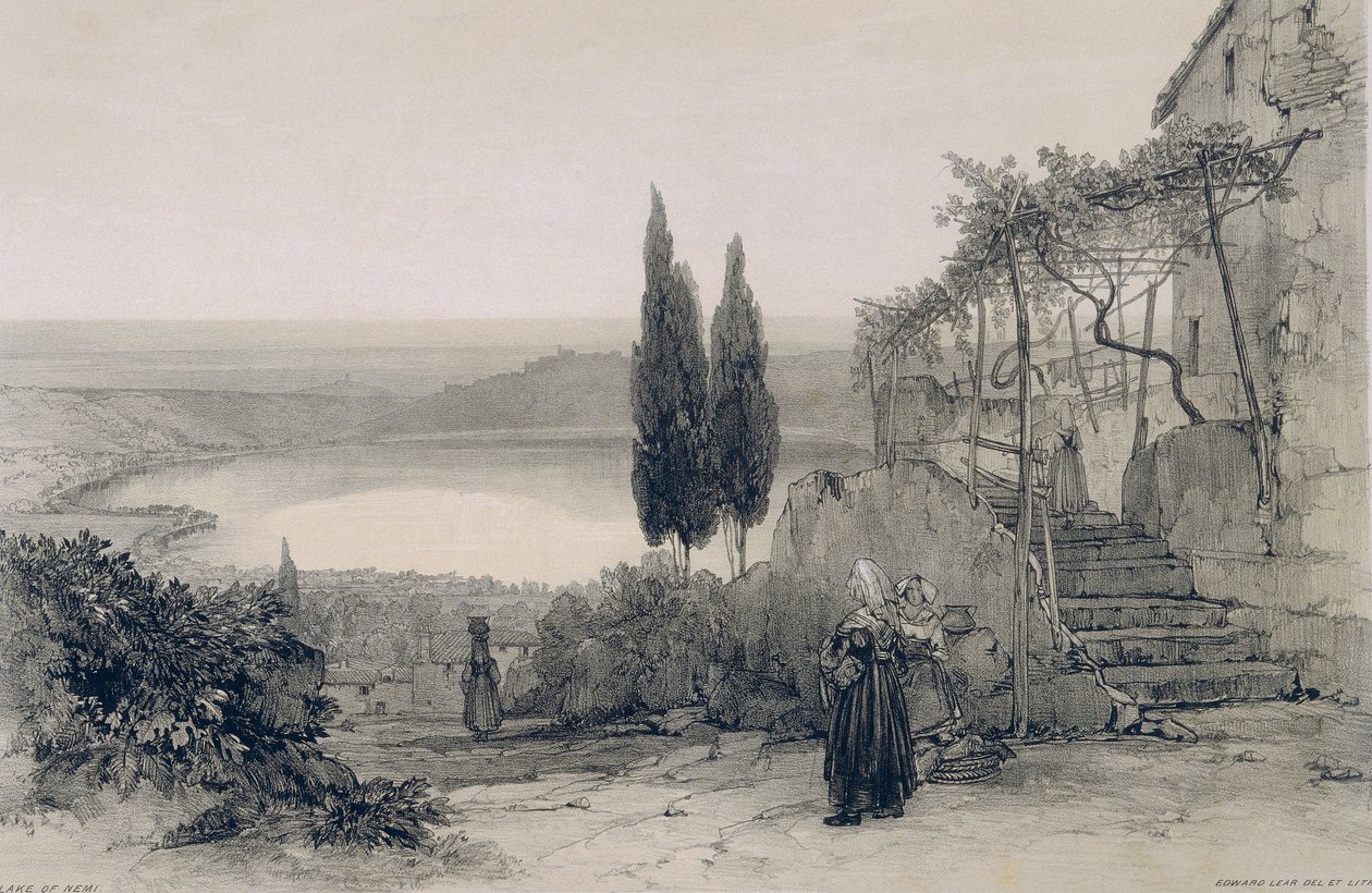 Vistas de Roma y sus alrededores: lago de Nemi de Edward Lear