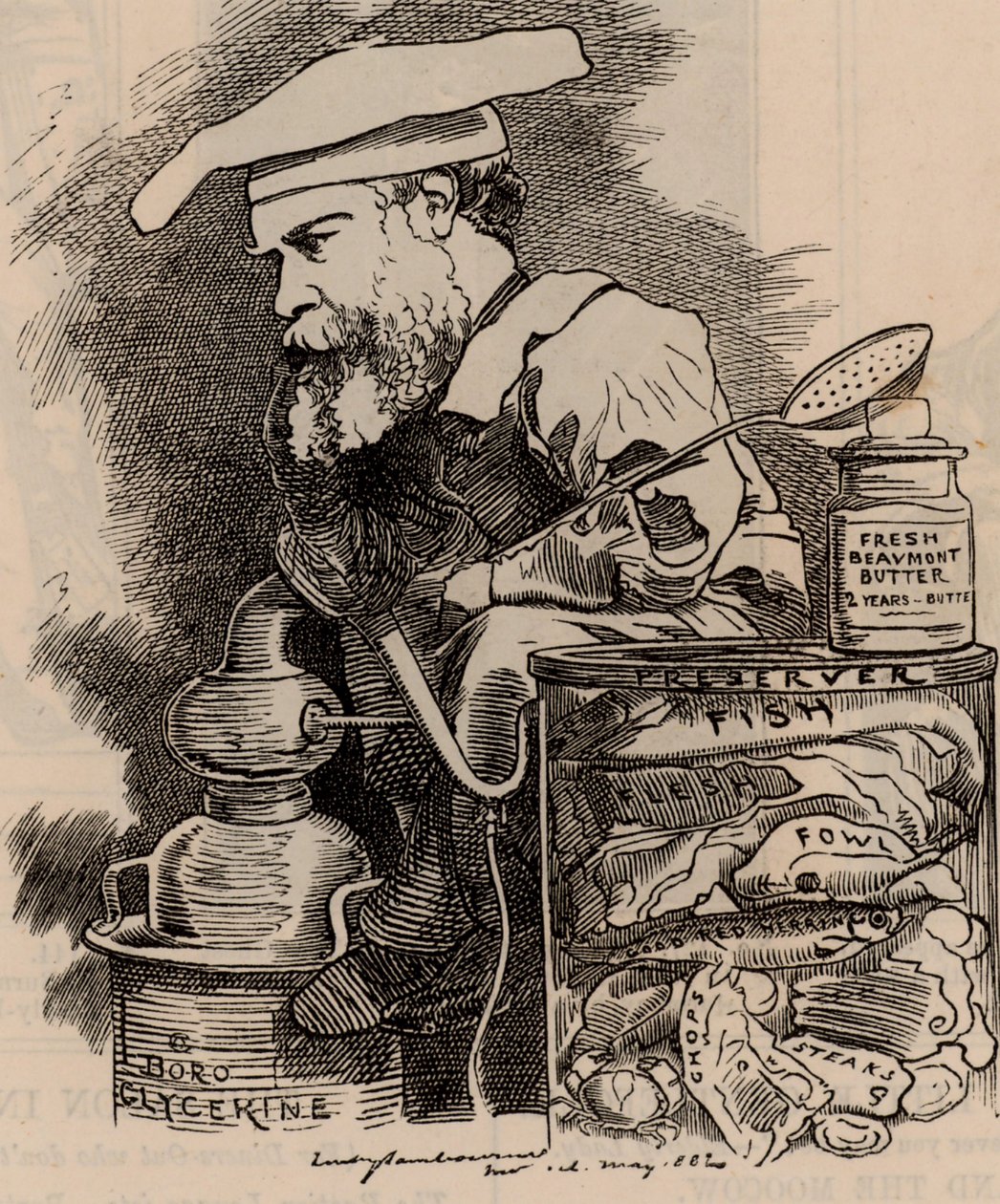 Caricatura de Frederick Settle Barff en la serie Retratos de Fantasía de Punch, Londres, 20 de mayo de 1882 de Edward Linley Sambourne
