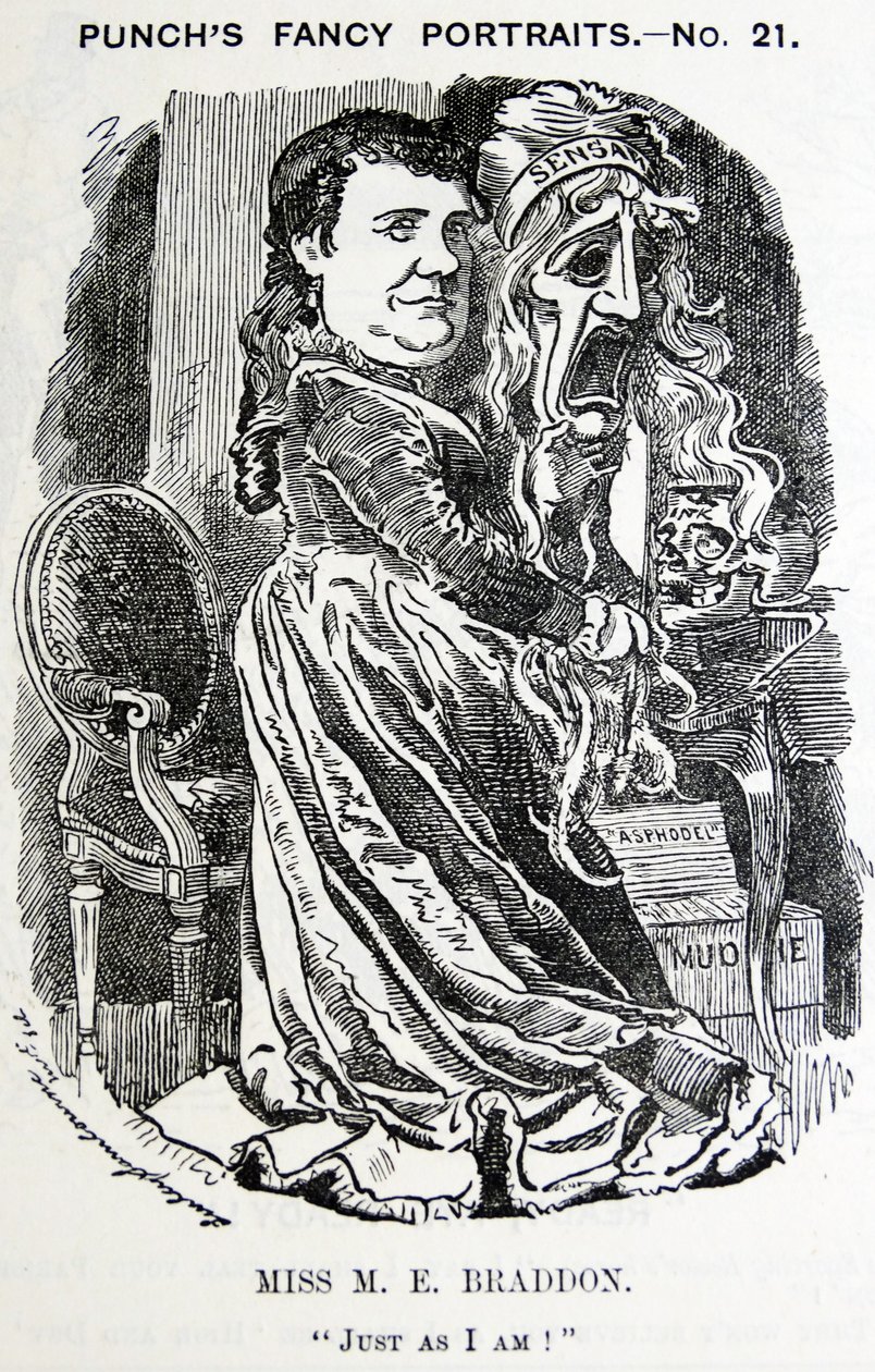 Retrato ilustrado de Mary Elizabeth Braddon (Maxwell) de Edward Linley Sambourne