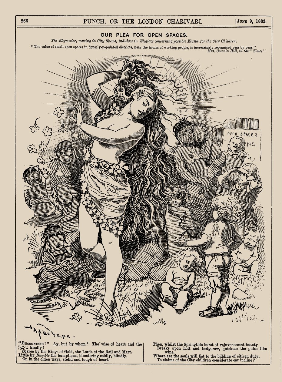 Nuestra súplica por espacios abiertos. Punch, junio de 1883, 1883 de Edward Linley Sambourne