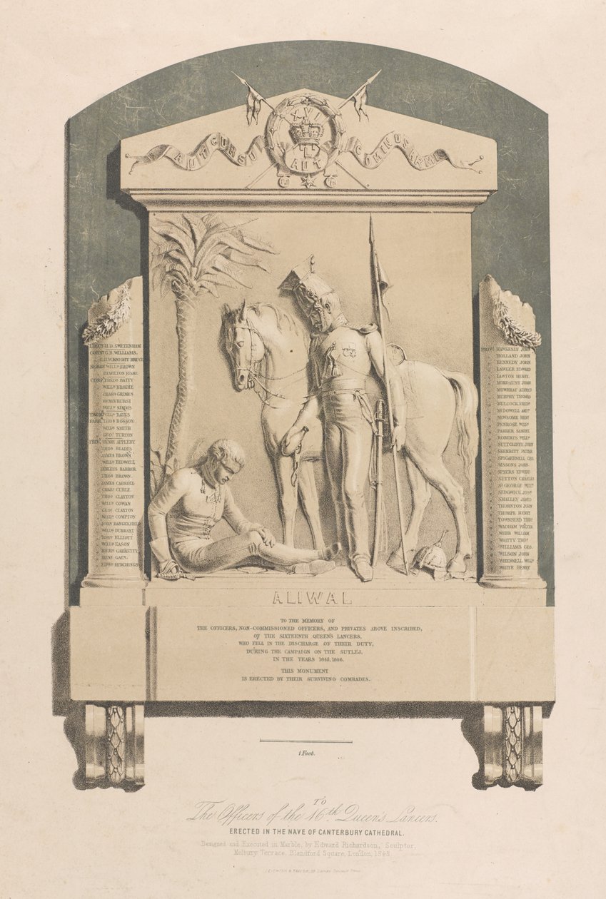 Memorial de Aliwal, Catedral de Canterbury, circa 1848 de Edward M. Richardson
