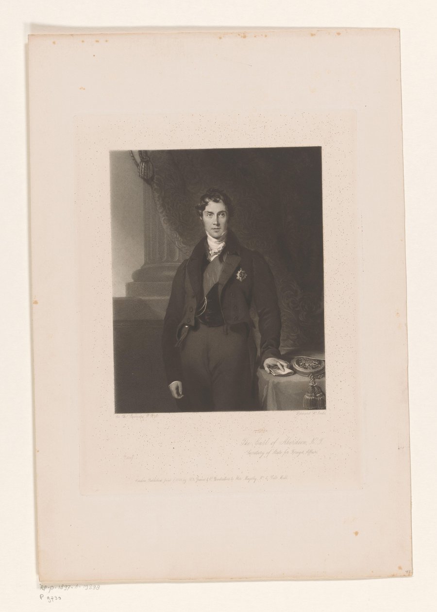Portret de George Hamilton-Gordon El conde de Aberdeen KJ / secretario de Estado de Relaciones Exteriores (título sobre el objeto) de Edward McInnes