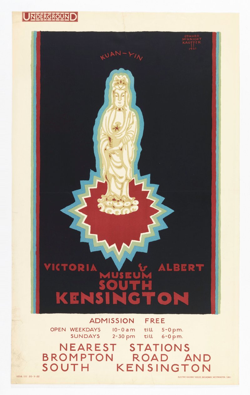 Póster, Museo Victoria y Alberto, para el Metro de Londres, 1921 de Edward McKnight Kauffer