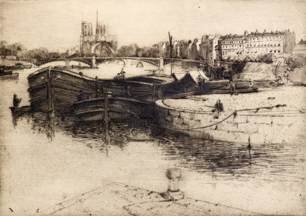 Vista de Notre Dame desde el Sena (grabado) de Edward Millington Synge