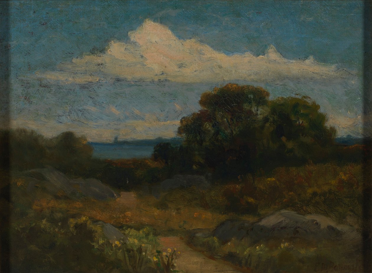 Paisaje (árboles y rocas junto al lago) de Edward Mitchell Bannister