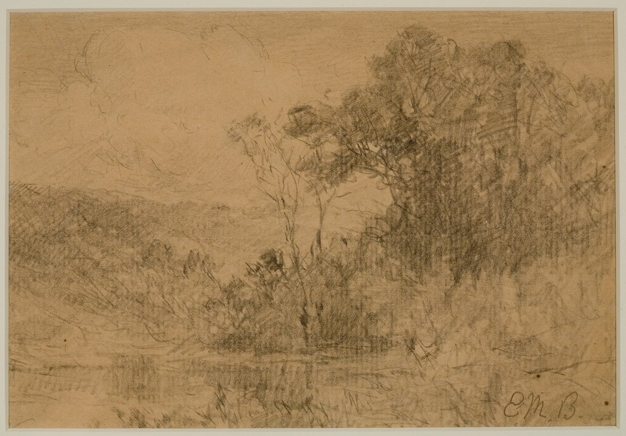 Landscape, Woods (#36) c. 1880s (grafito sobre papel) de Edward Mitchell Bannister