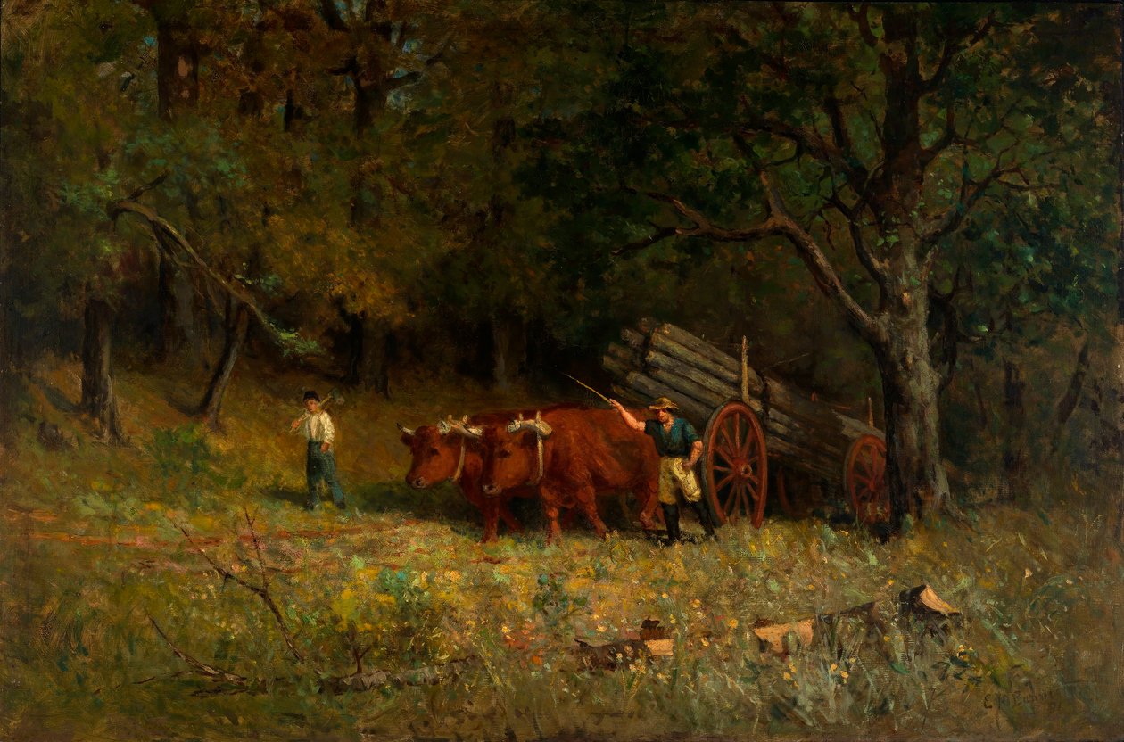 Sin título (niño y hombre con bueyes) de Edward Mitchell Bannister
