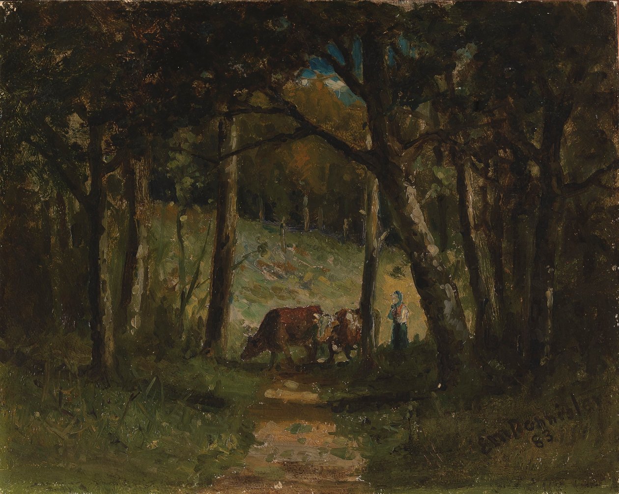 Sin título (vacas en el bosque) de Edward Mitchell Bannister