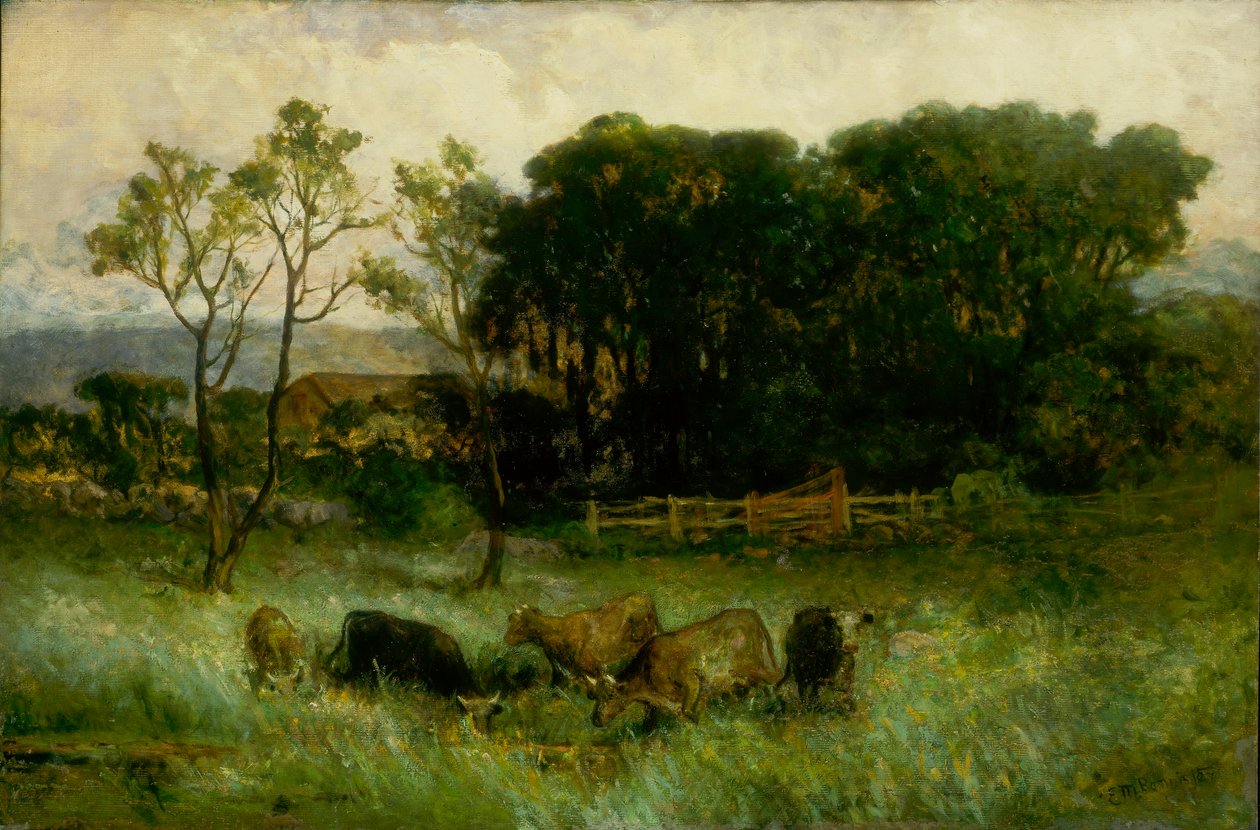 Sin título (cinco vacas en los pastos) de Edward Mitchell Bannister