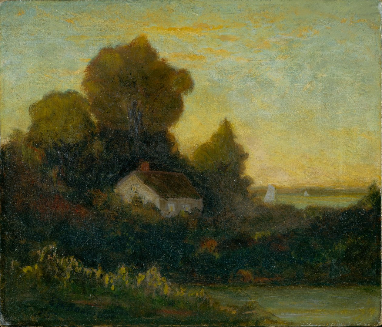 Sin título (casa en un bosque cerca de un lago) de Edward Mitchell Bannister