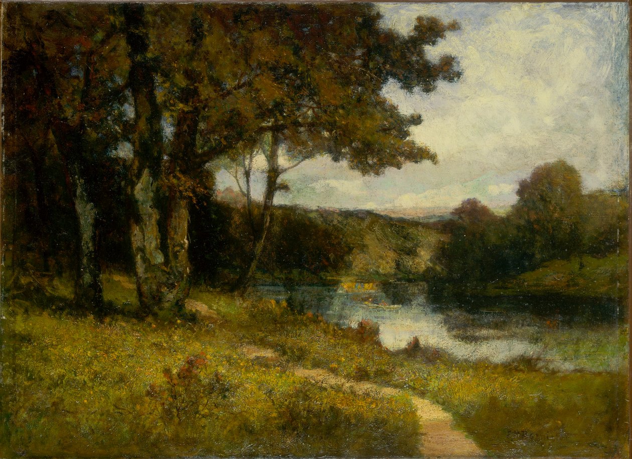 Sin título (paisaje, árboles cerca del río) de Edward Mitchell Bannister