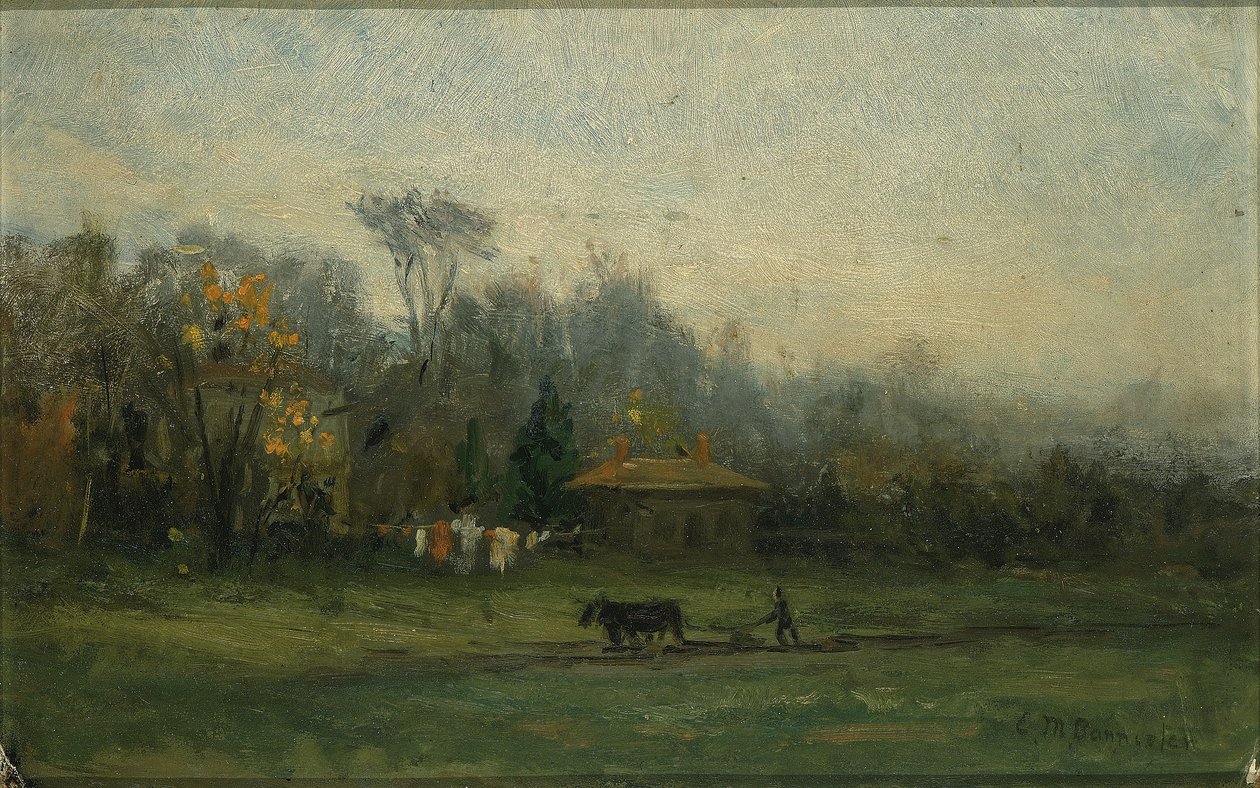 Sin título (paisaje con hombre arando los campos) de Edward Mitchell Bannister