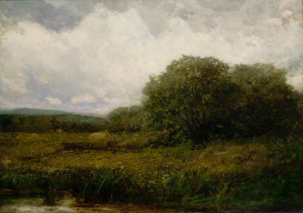 Sin título (paisaje con bueyes y carro de heno cruzando un puente) de Edward Mitchell Bannister