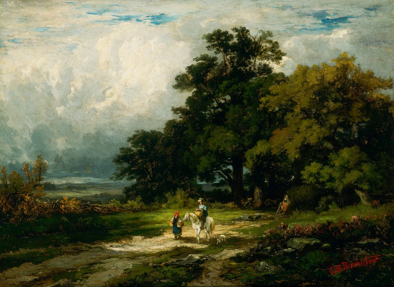 Sin título (hombre a caballo con mujer y perro) de Edward Mitchell Bannister