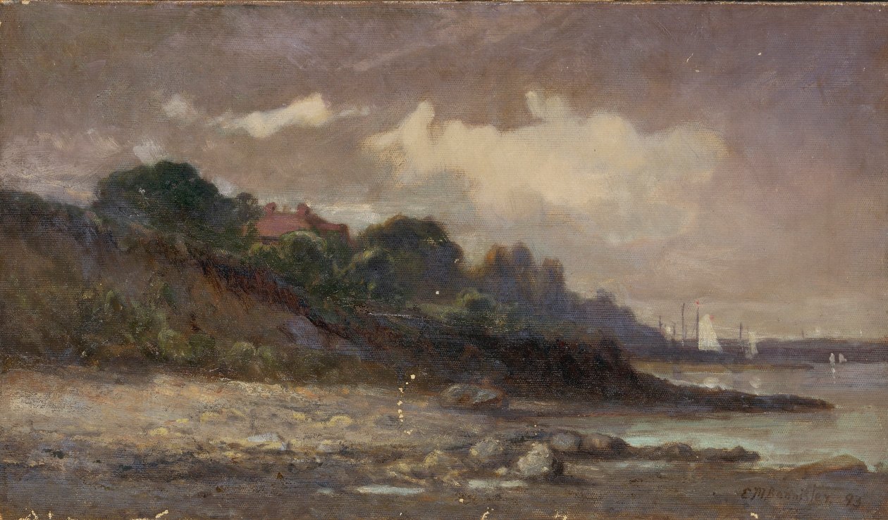Sin título (costa con veleros y tejado) de Edward Mitchell Bannister