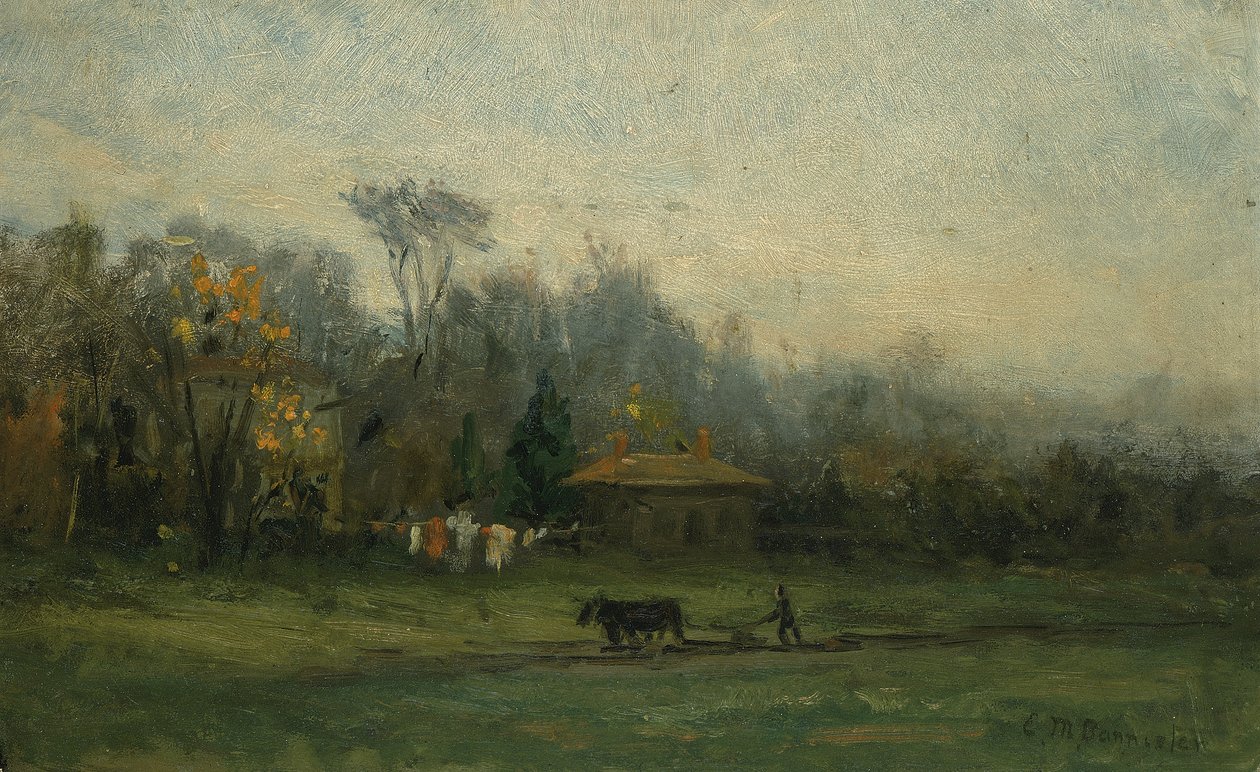 Paisaje sin Título con Hombre Arando Campos, s.f. de Edward Mitchell Bannister