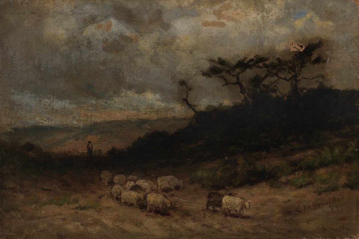 Sin título [pastor con ovejas] de Edward Mitchell Bannister
