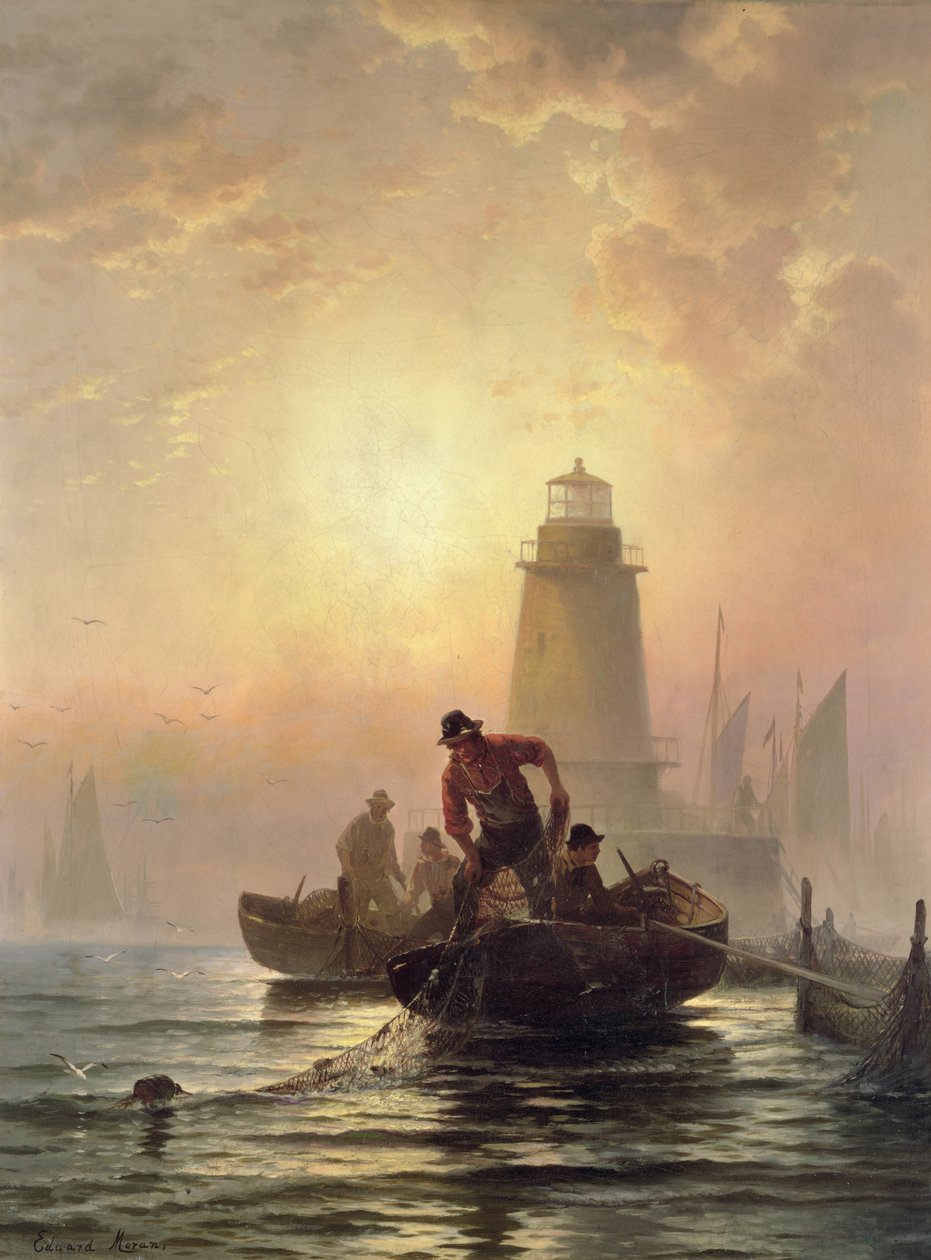 Estanque de peces, Orient Bay, Long Island de Edward Moran