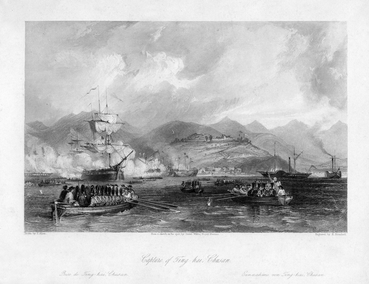 Captura de Ting-hai, Chusan, China, 1841 siglo XIX de Edward Paxman Brandard