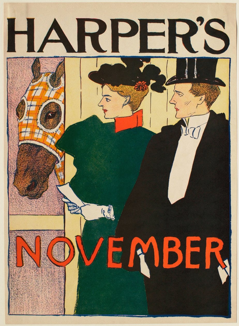 Dama y caballero ante una caballeriza, noviembre Harper