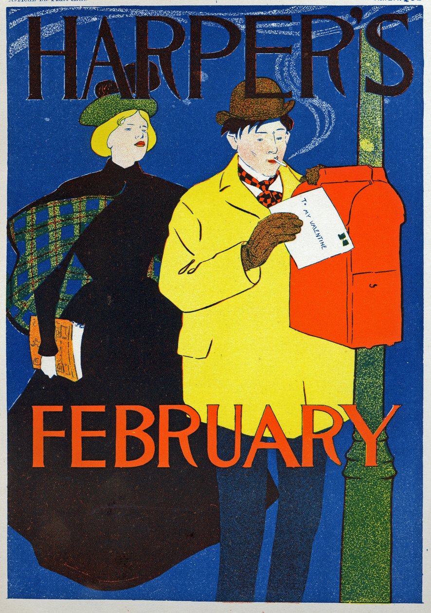 Ciencia. Comunicación. Correo. La carta de San Valentín, cartel de Penfield para la revista Harper