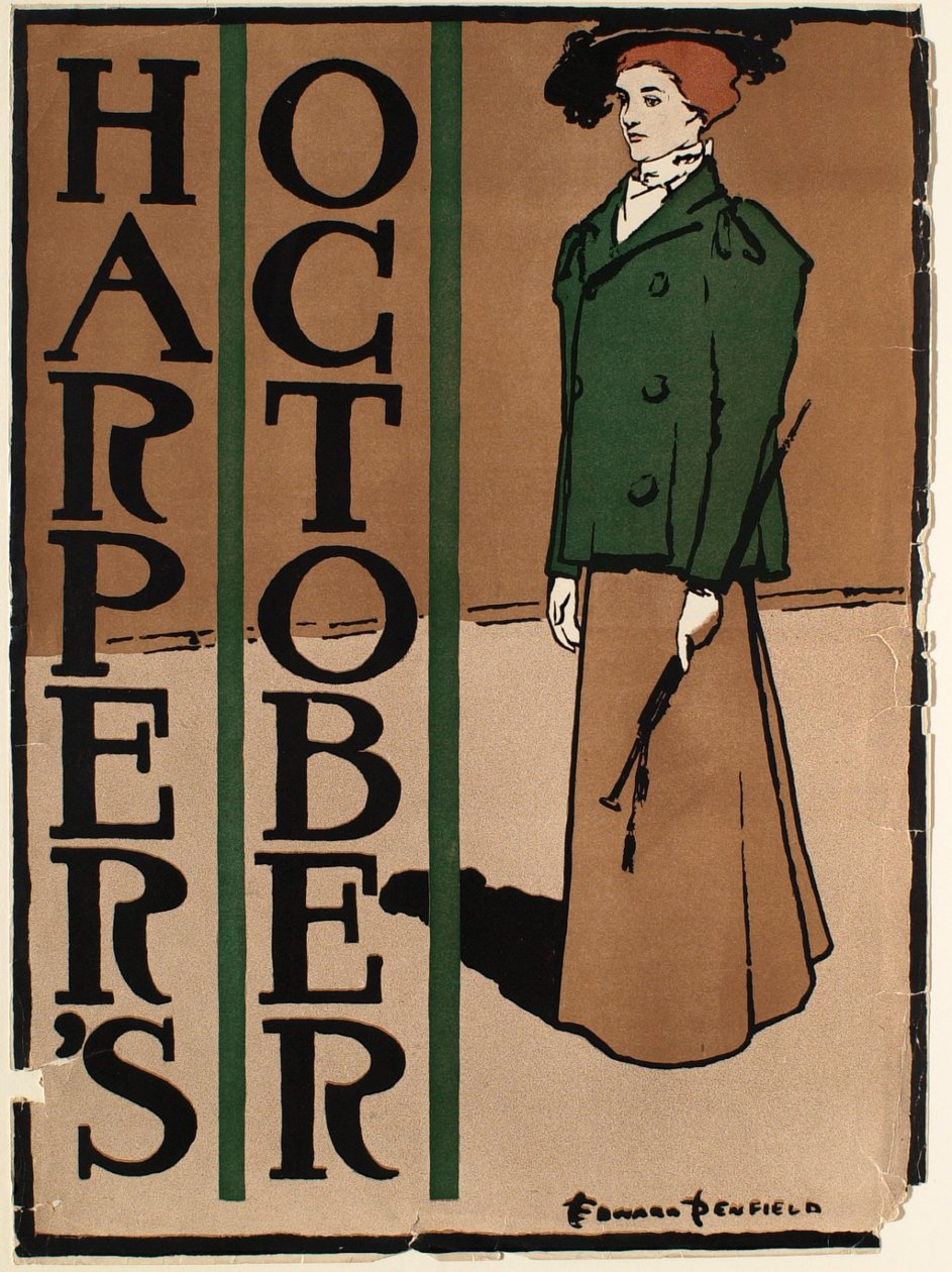 Mujer con traje verde y marrón, Harper