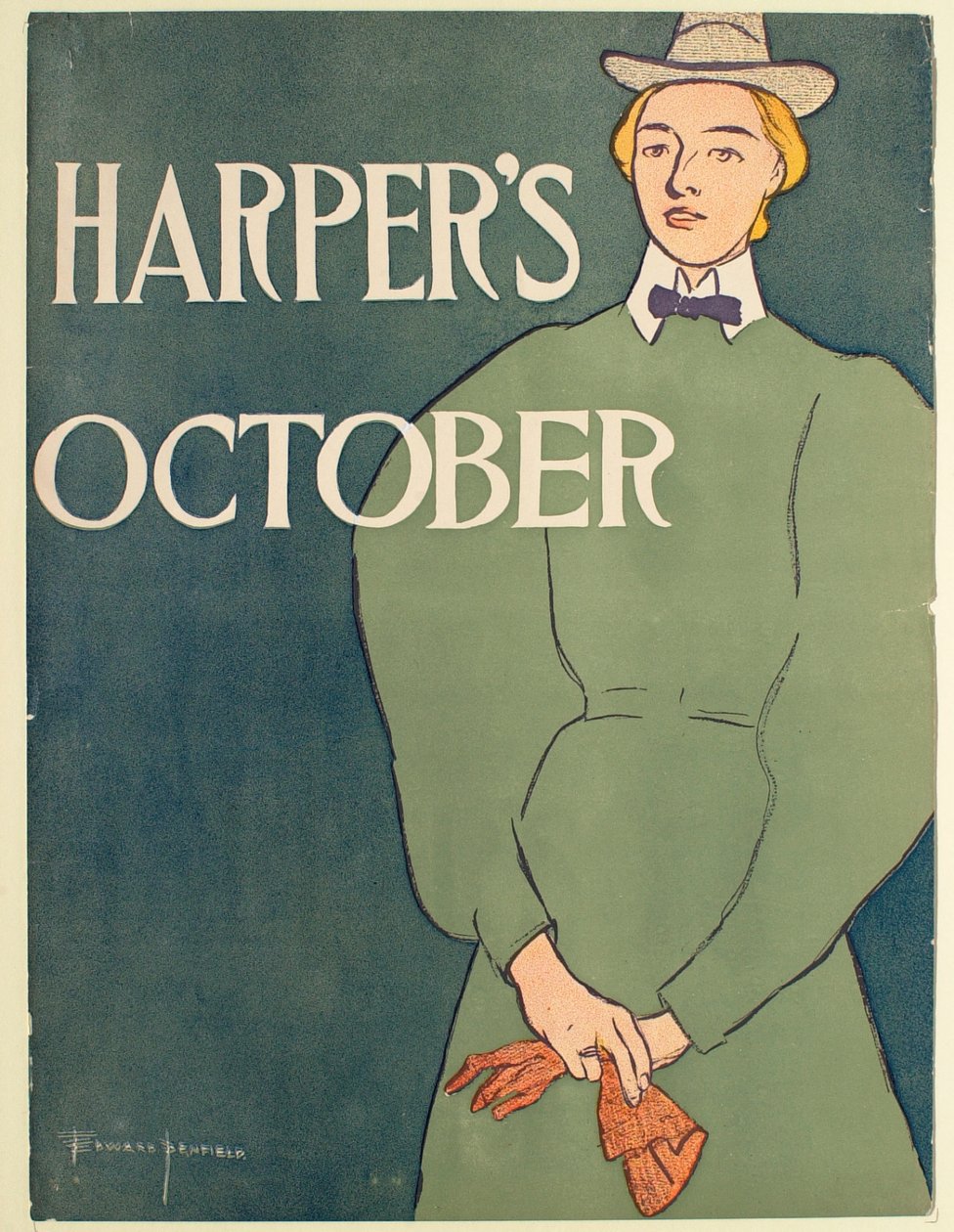 Mujer con vestido verde, octubre, Harper