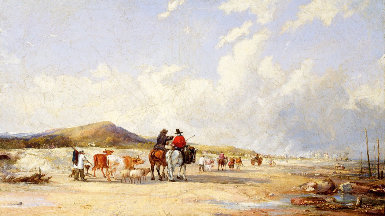 Crossing the Sands to Swansea Market (óleo sobre lienzo) de Edward Pritchard