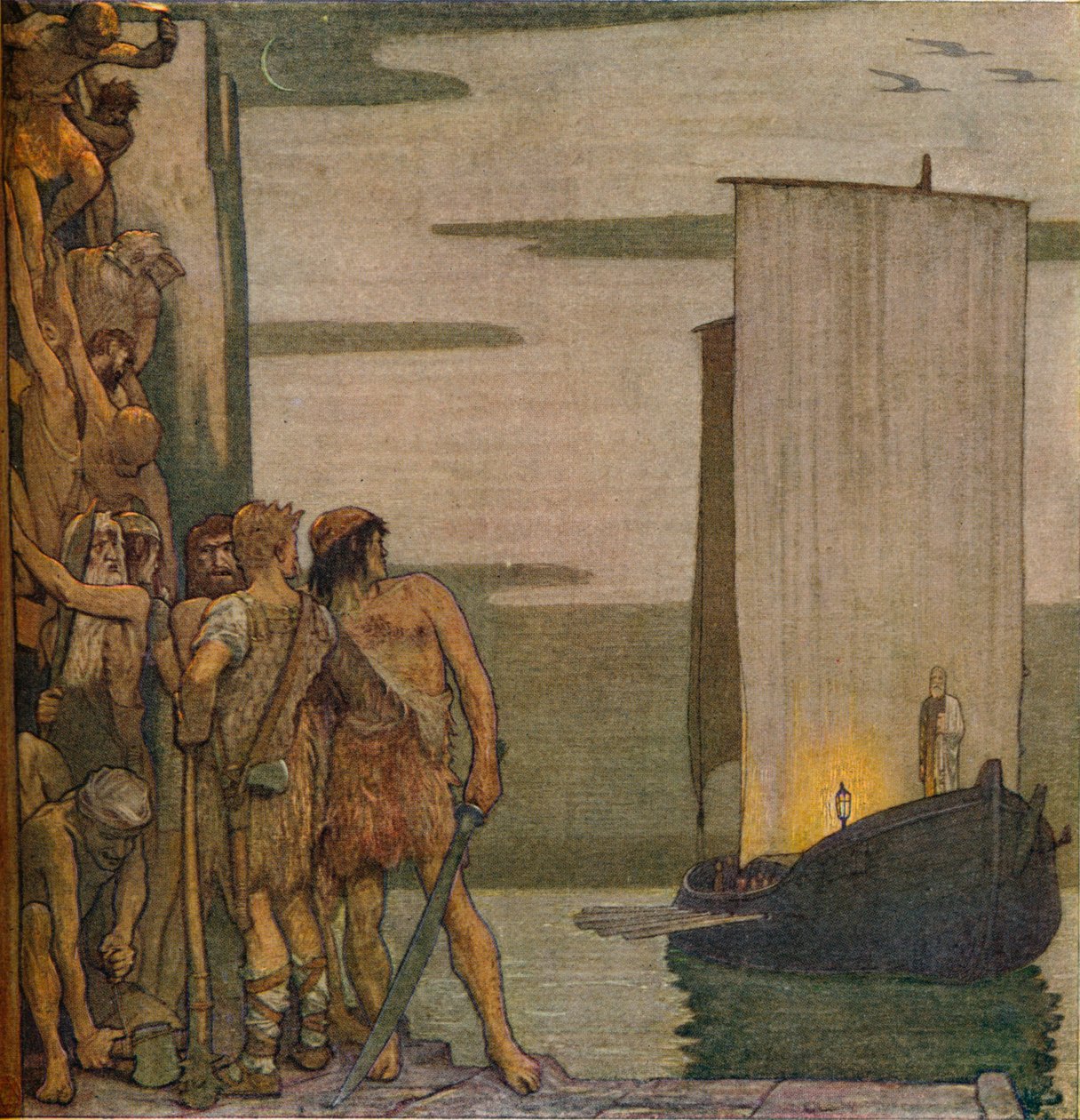 El desembarco de San Patricio en Irlanda, c1912, 1914 de Edward Reginald Frampton
