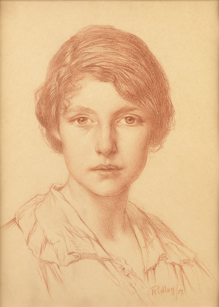 Una mujer joven (tiza roja) de Edward Ridley
