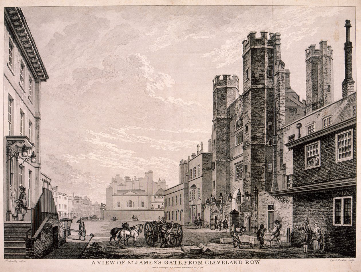 Puerta de St James que conduce al Palacio de St James, Londres, 1766 de Edward Rooker