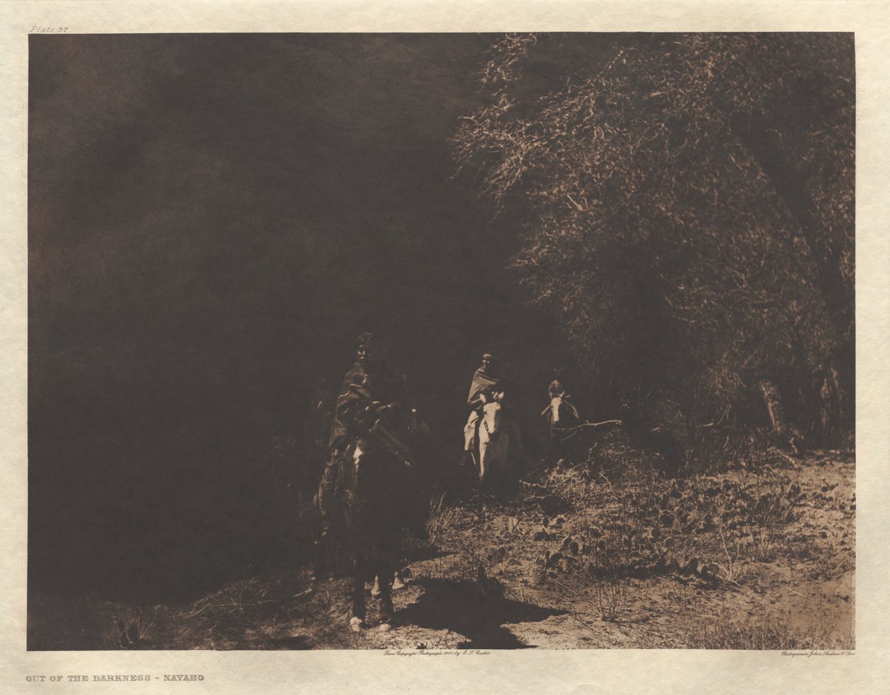 Cartera I, Lámina 37: Fuera de la oscuridad-Navaho de Edward S. Curtis