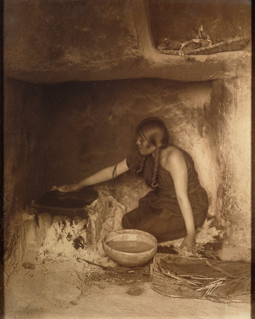 El fabricante de piki, Hopi de Edward Sheriff Curtis
