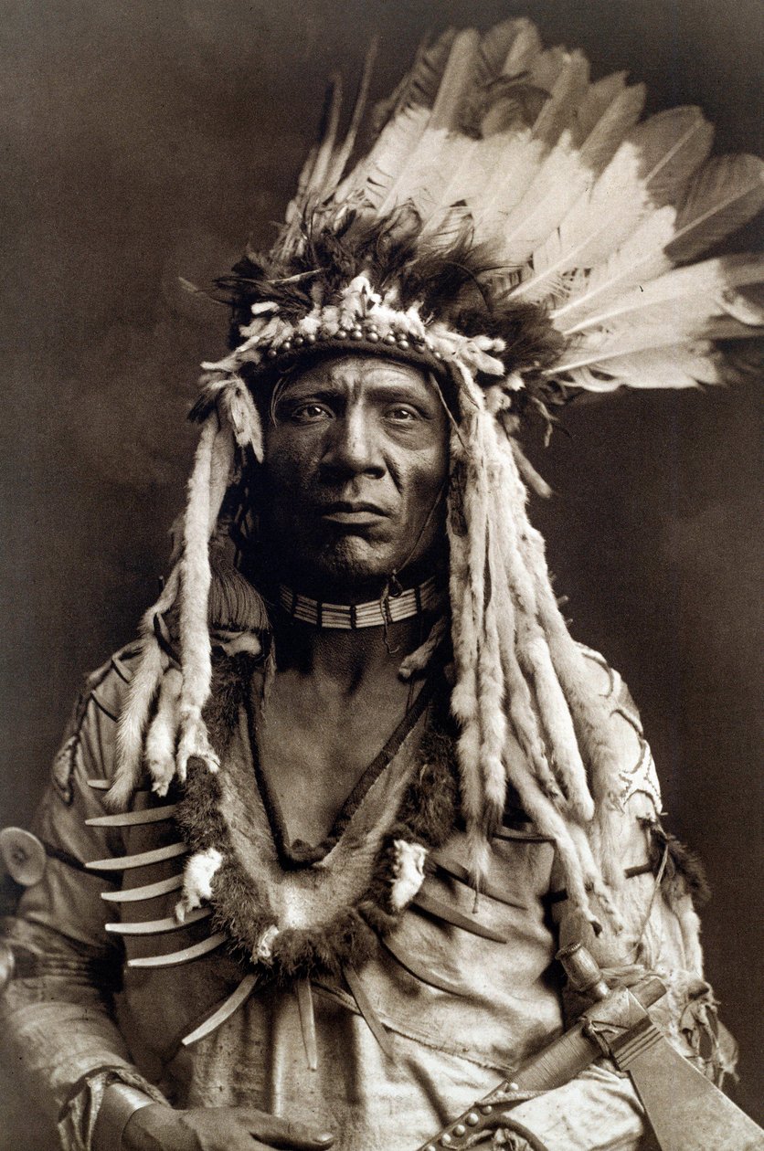 Cola de Comadreja (Apohsuyis). Retrato de jefe indio de la tribu piegan ...