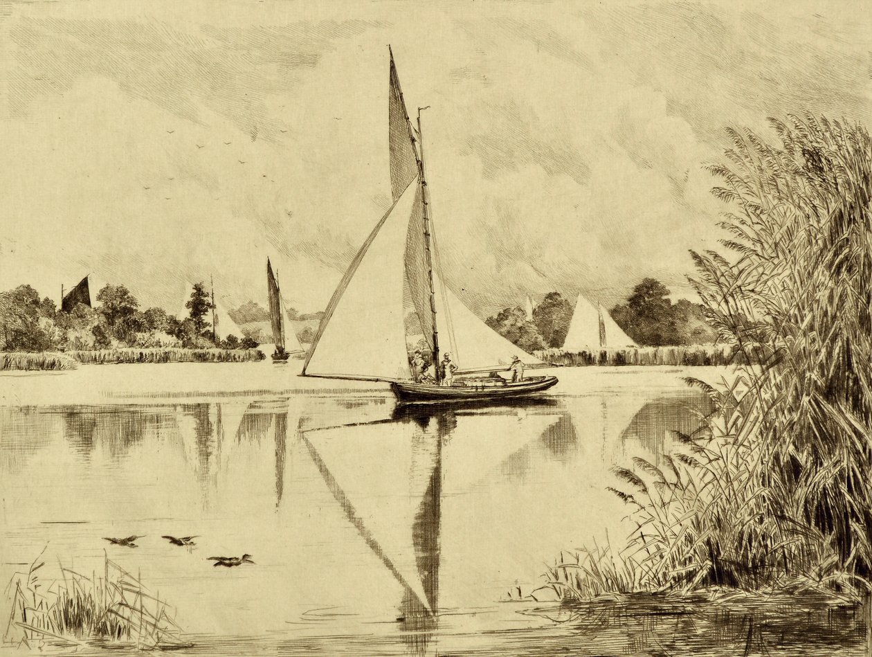 El Bure: En Wroxham Road, c.1880 (grabado) de Edward Slocombe
