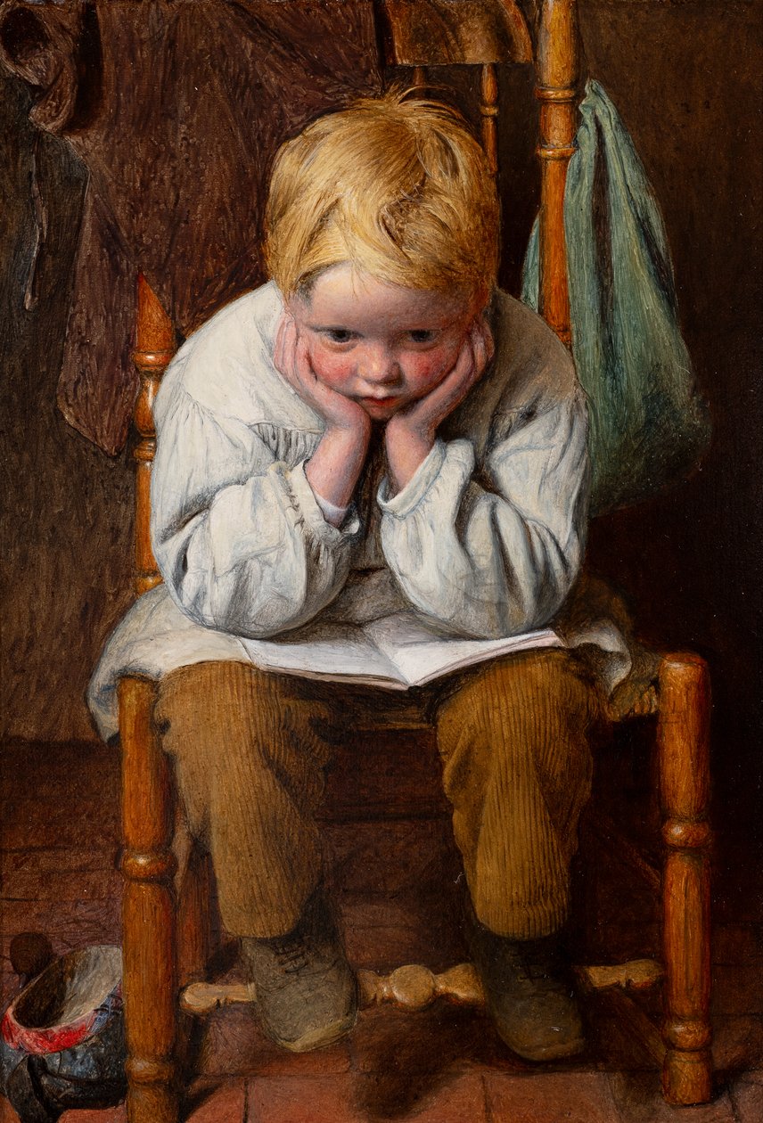 Aprender de memoria (óleo sobre tabla) de Edward Thompson Davis