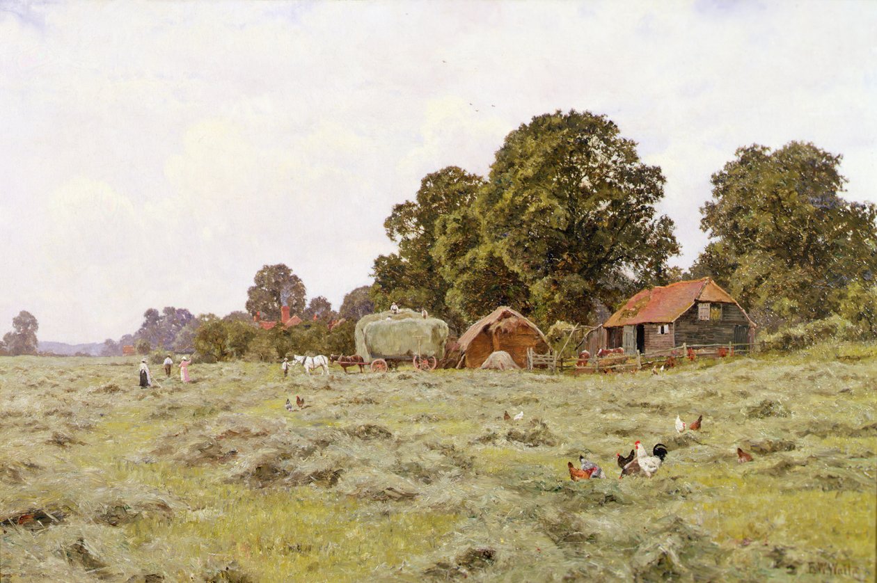 Haciendo Heno en Fittleworth, Sussex de Edward Wilkins Waite