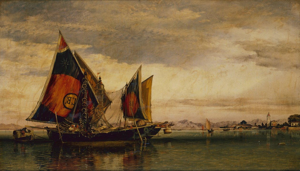 La laguna veneciana con barcos de pesca de Edward William Cooke