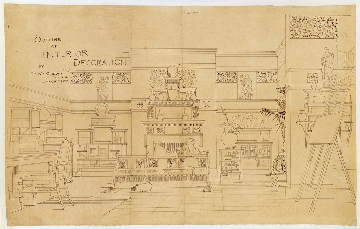 Esquema de decoración interior, 1881 de Edward William Godwin