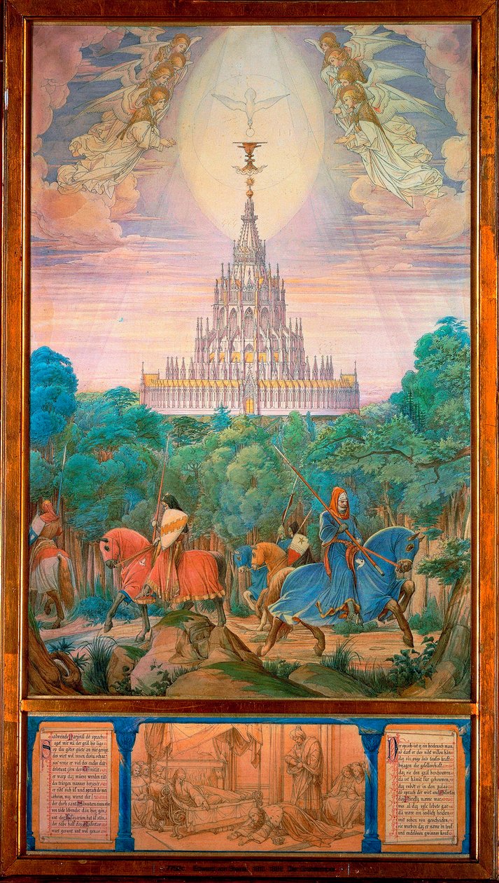 El Templo del Santo Grial (acuarela) de Edward von Steinle